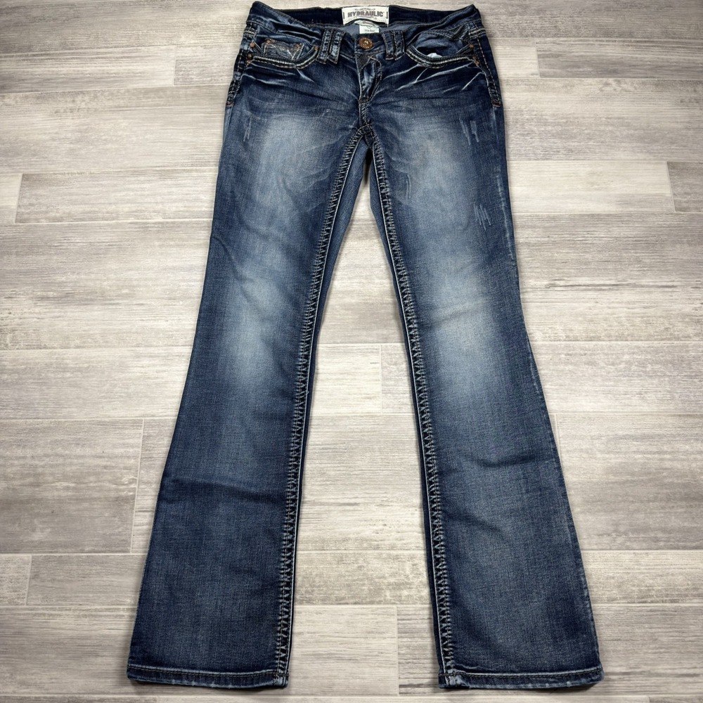 Hydraulic Gramery Slim Boot Blue Jeans Women's 30 X 31 Contrast Stitch Western‎